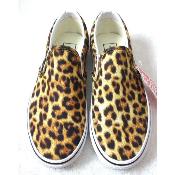 Vans Women's Classic Slip On Leopard Black True White Canvas Shoes Sizes NIB - Picture 3 of 5